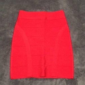 Red bandage mini skirt